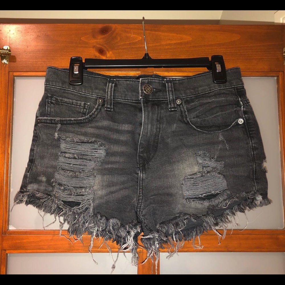 Express Distressed Black Denim Shorts